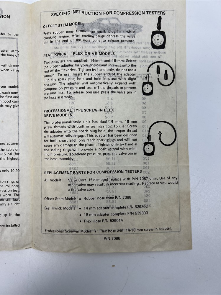 Vintage RAC Rotating Dial Engine Compression Tester Seal-Kwic Model 1539 EUC