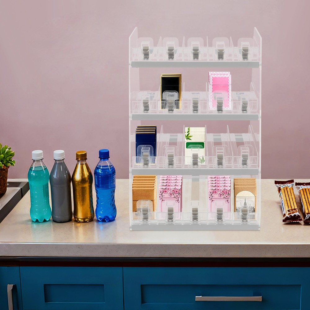 Cigarette Display Rack, Multi-Tier Cigarette Clear Acrylic Retail Display Case