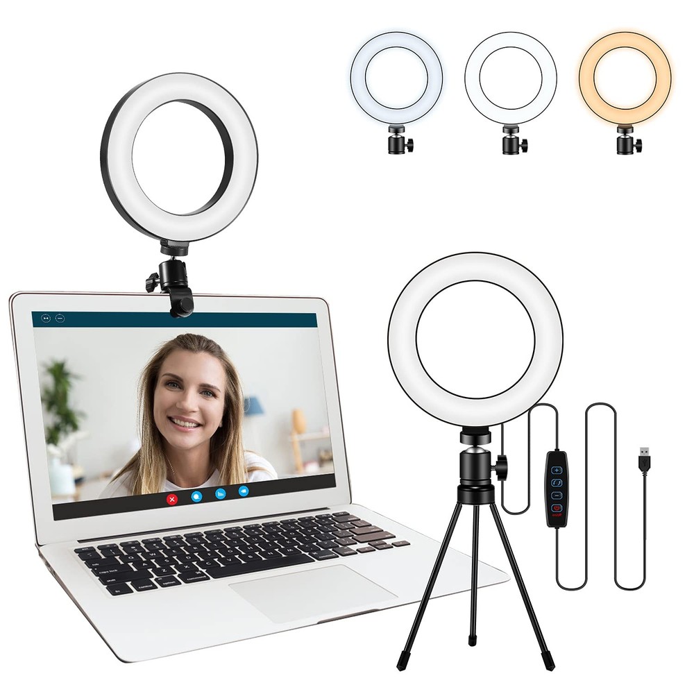 Video Conference Lighting Kit, LED Ring Light for Webcam Lighting, 3 Light Mo...