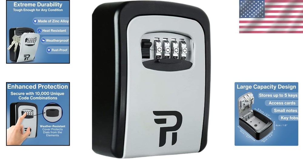 Secure Outdoor Key Lock Box with Combination Code
