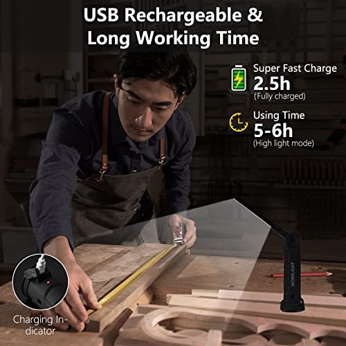 Working Light Portable, Rechargeable Work Lights with Magnetic Base Black*4