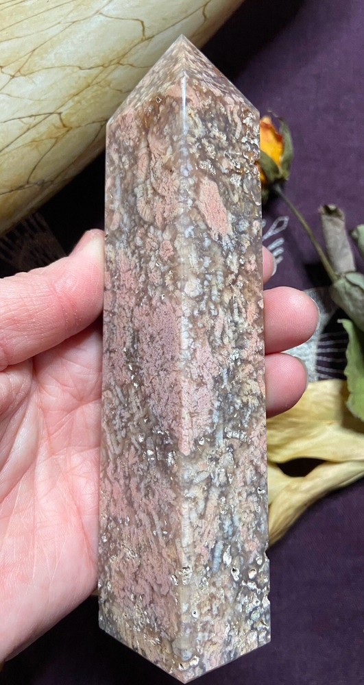 Garden Flower Agate Tower, All Natural