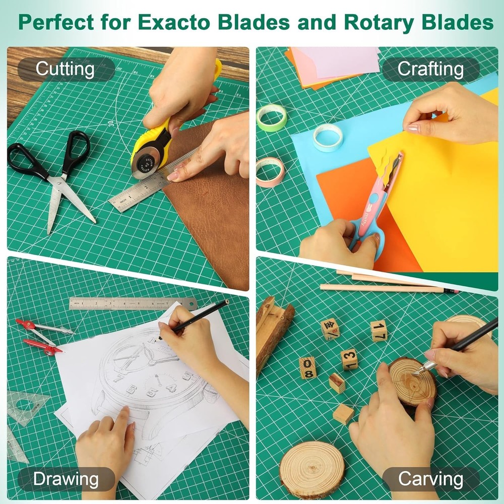 Lightweight Green 9"x12" Cutting Mat with Buffer for Seamless Cutting