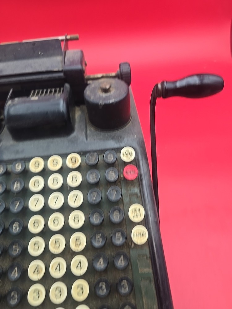 Burroughs Portable Adding Machine Hand Crank Antique 8 Column