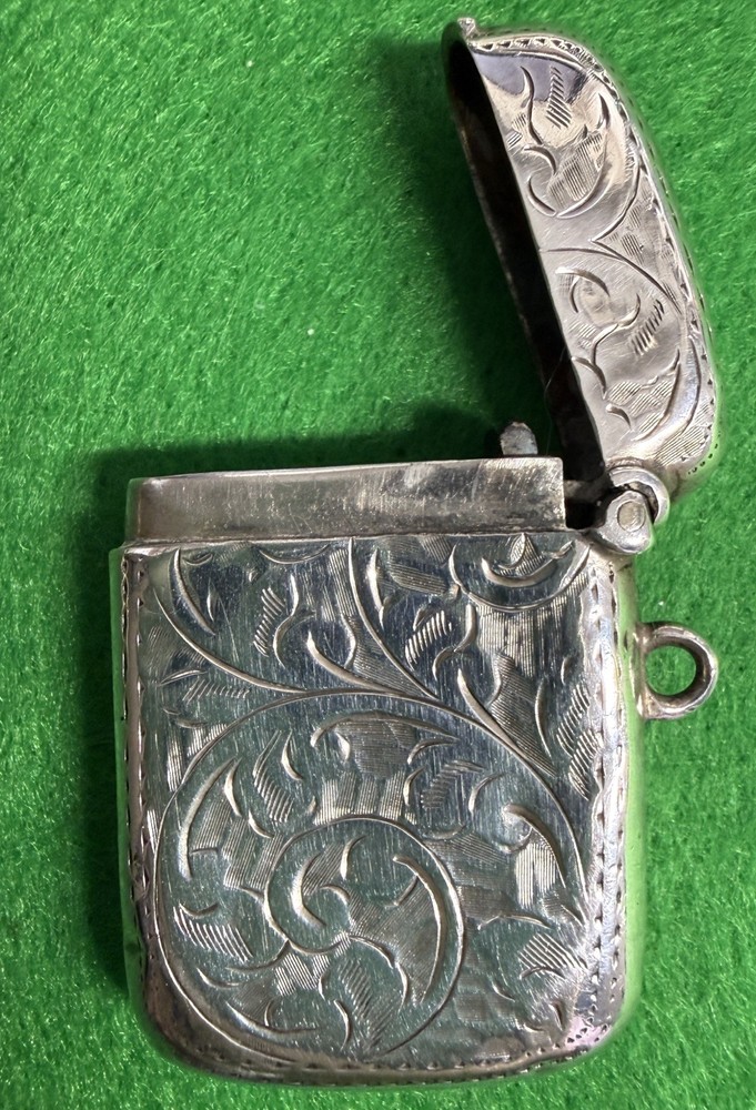 Vintage Sterling Silver Vesta Case  Hallmarked Birmingham c1913 JM