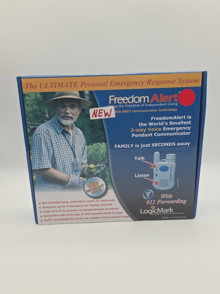 LogicMark Freedom Alert Personal Emergency Response System & Wall Base New