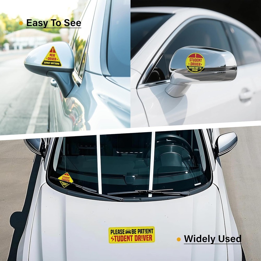 Student New Driver Stickers Pack 3 Pieces Vinyl Waterproof UV Printed, Std01