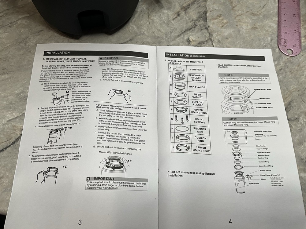 Maintenance Warehouse Food Waste Disposer 1/3 HP W Power Cord 113744 Disposal
