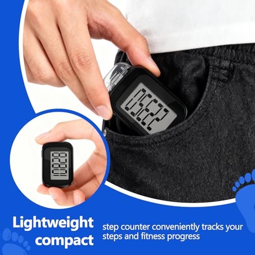 4 Pack Pedometer for Walking, Simple Step Counter 3D Pedometer with Removable