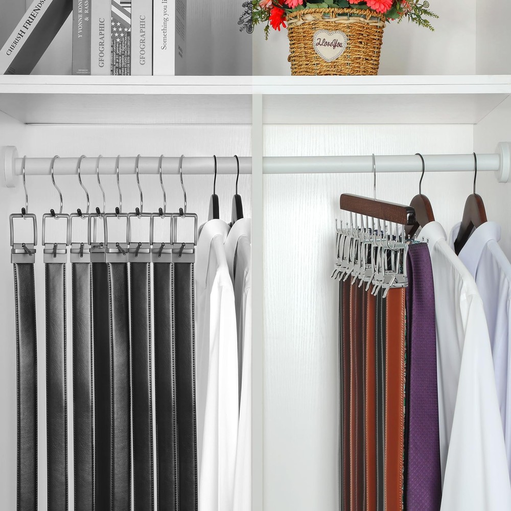 TOPIA HANGER 20 Hooks Belt Tie Hanger Space Saving for 1 Pack, Antique