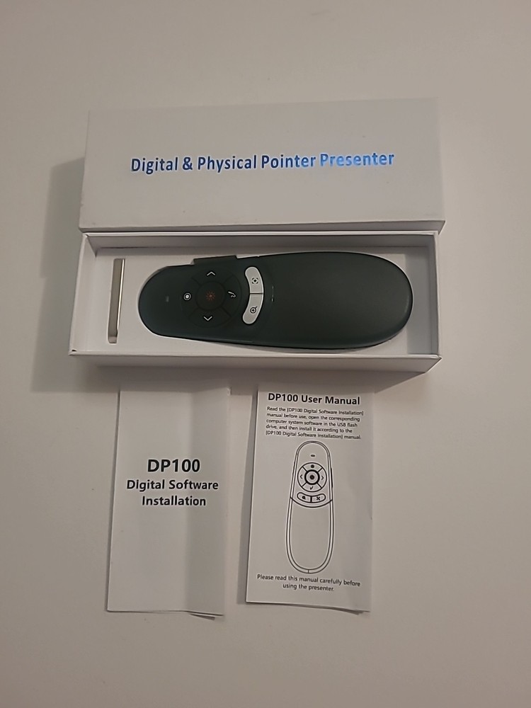 Physical And Digital Pointer Clicker Remote For Presentations w/ Laser Open Box