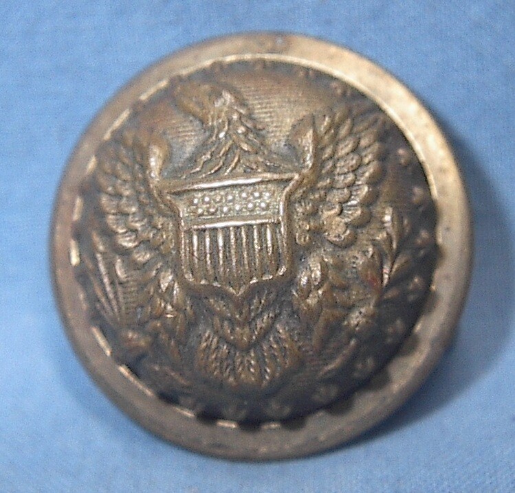 VINTAGE US EAGLE & SHIELD BRASS UNIFORM BUTTON UNMARKED TIN BACK 15/16"