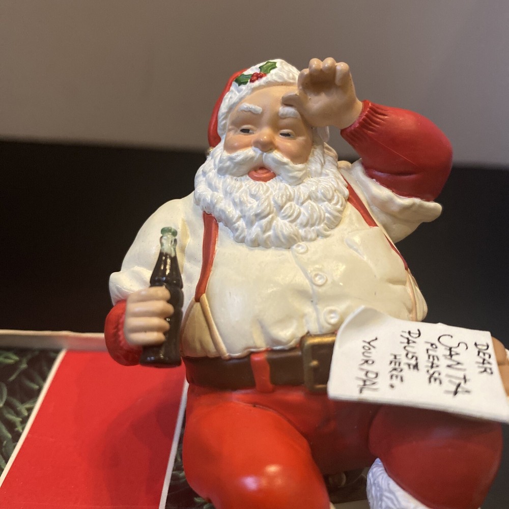 1992 Hallmark Keepsake Please Pause Here Coca-Cola Santa Ornament w/ Box