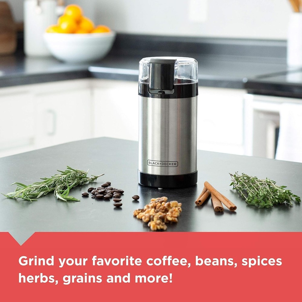BLACK+DECKER One Touch Coffee Grinder, 2/3 Cup Coffee Bean Capacity, Spice Grind