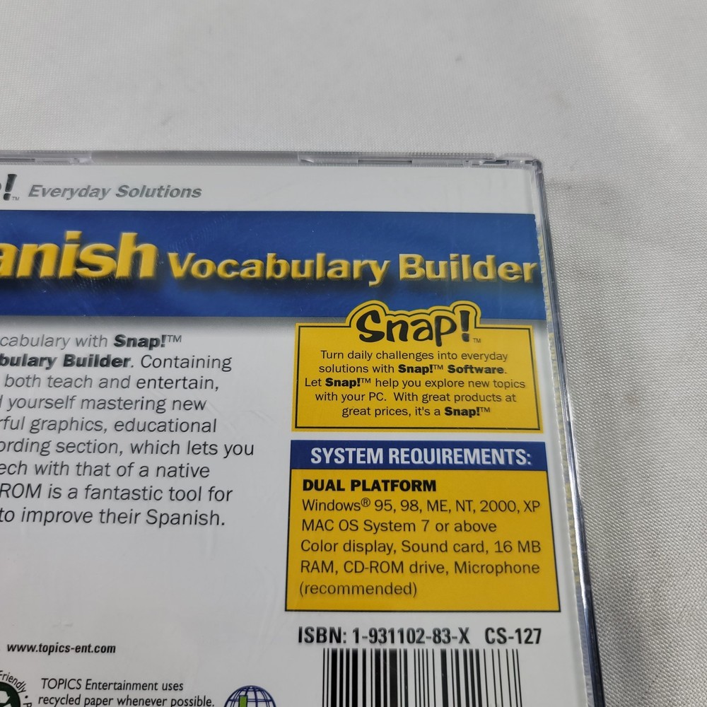 SNAP! Spanish Vocabulary Builder Digital Platform Windows 95 , MAC/ PC!!