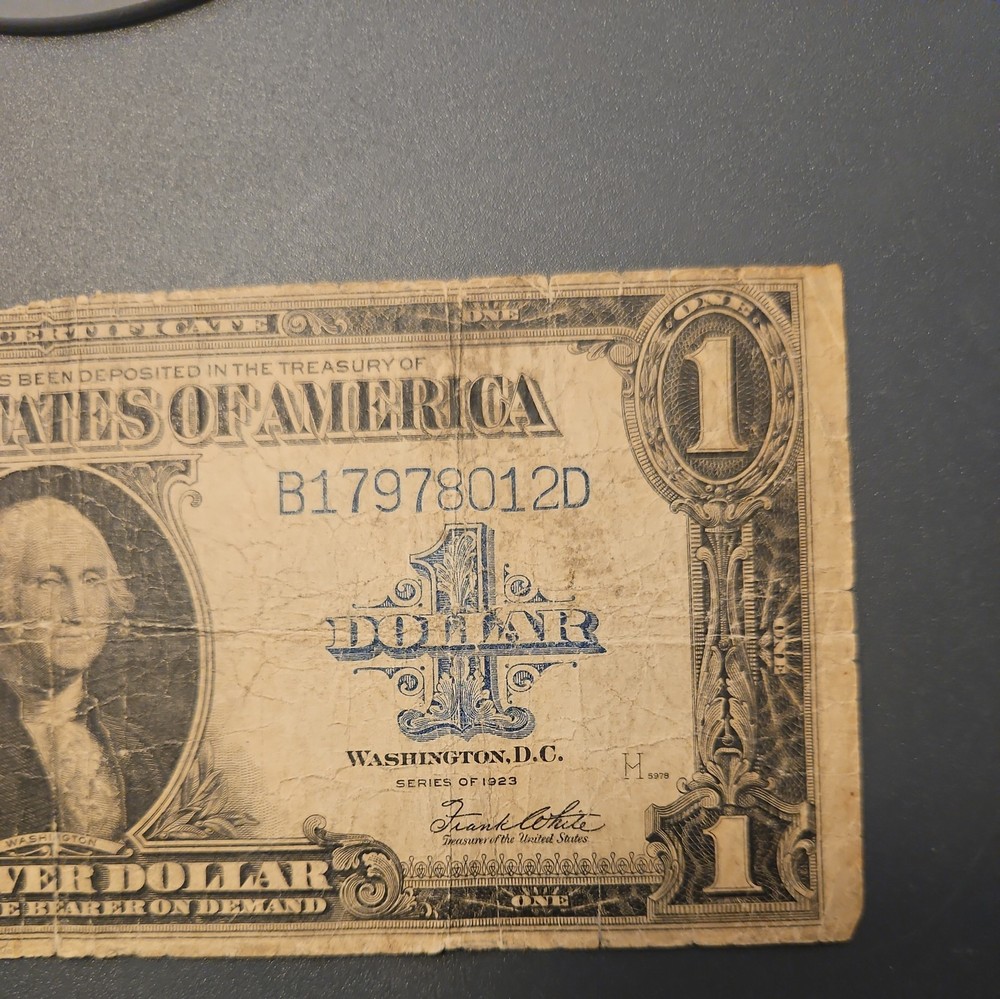 1923 $1 One Dollar Silver Certificate Note Large Size Banknote.