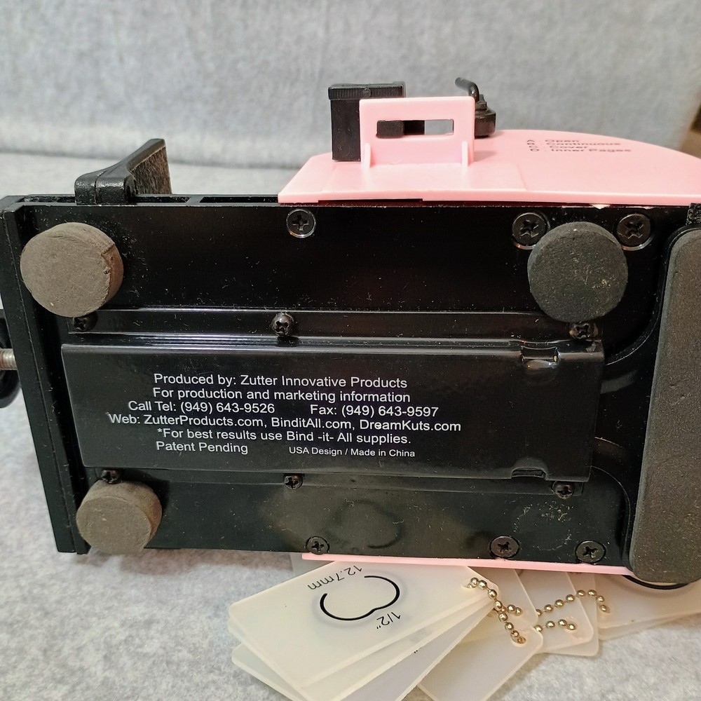 Zutter Bind-It-All V2.0 Pink Binding Machine Guide Templates Scrapbook Tool