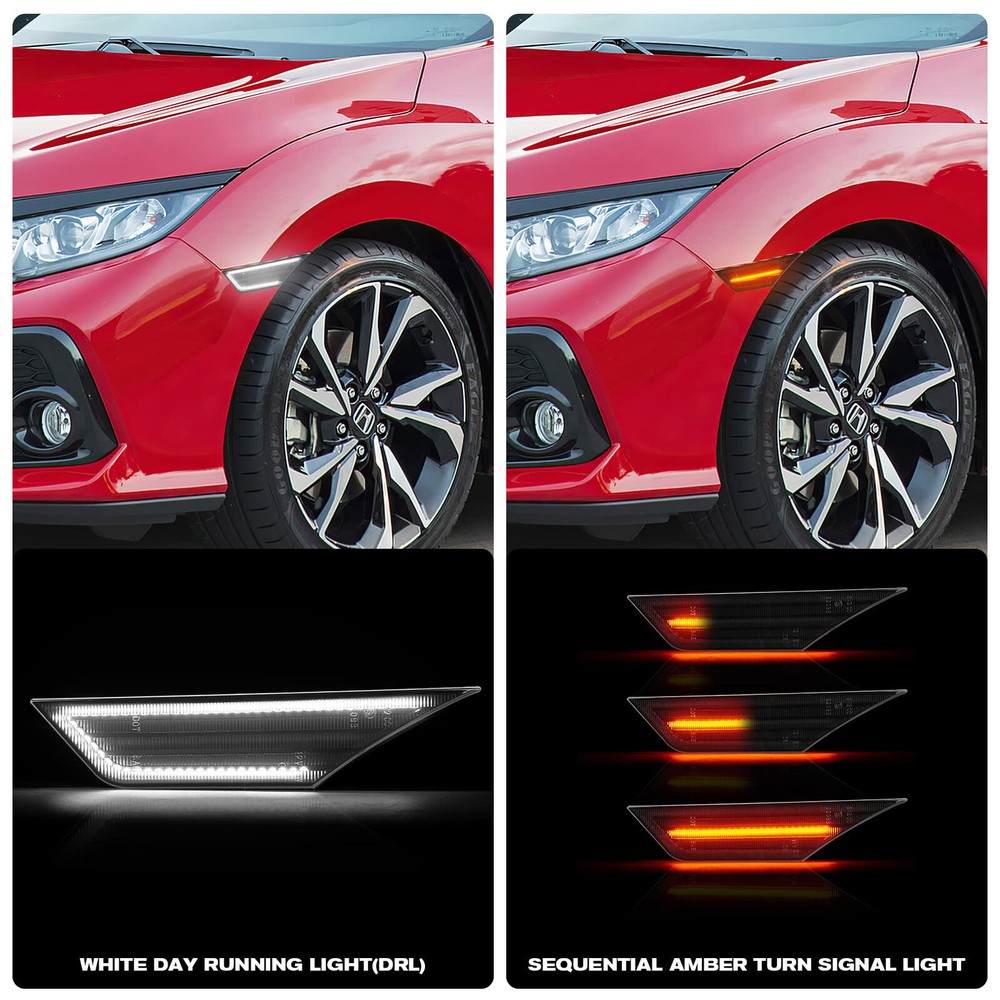 Switchback Side Marker Front Bumper DRL Light for Honda Civic 2016- 2021 Civic
