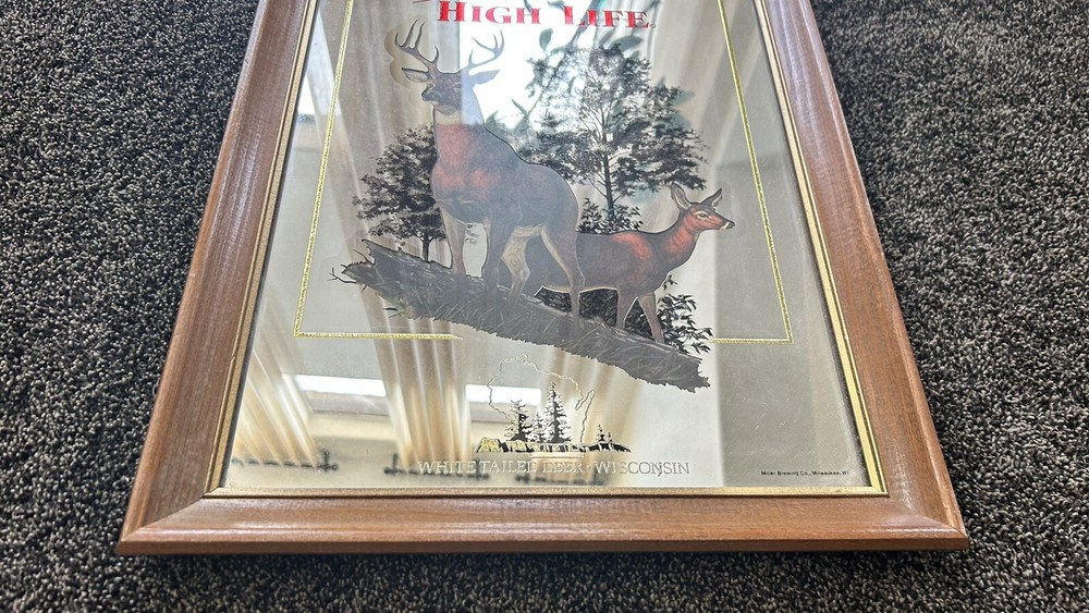 Miller High Life Beer Mirror First Edition First Print White Tailed Deer
