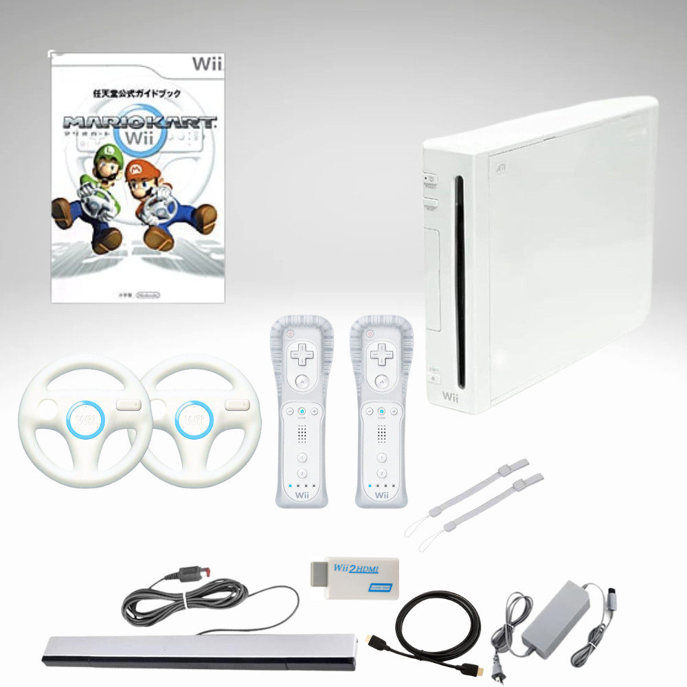 Nintendo Wii Family Bundle HDMI Wii Mario Kart 2 Controllers Ready play Console