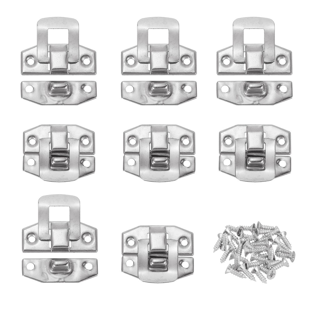 8Pcs 0.8" x 0.9" Retro Decorative Hasp Kit with Screws, Silver