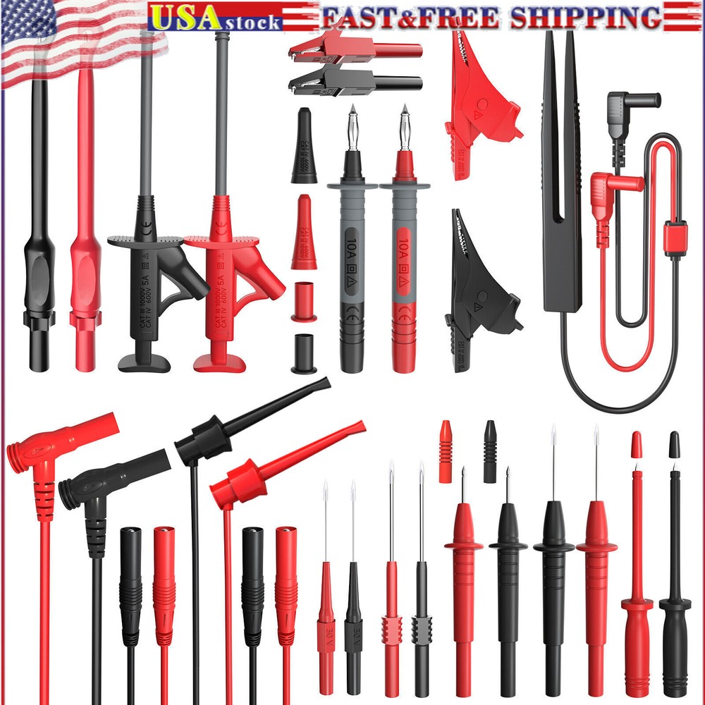 25PCS Silicone Multimeter Test Leads Kit with Replaceable Wire Piercing Probes