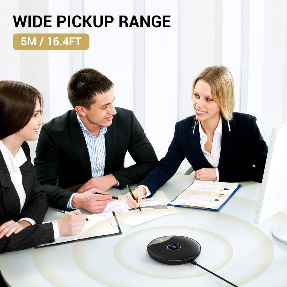 USB Conference Microphone, 360° Omnidirectional PC Computer Condenser Mic wit...