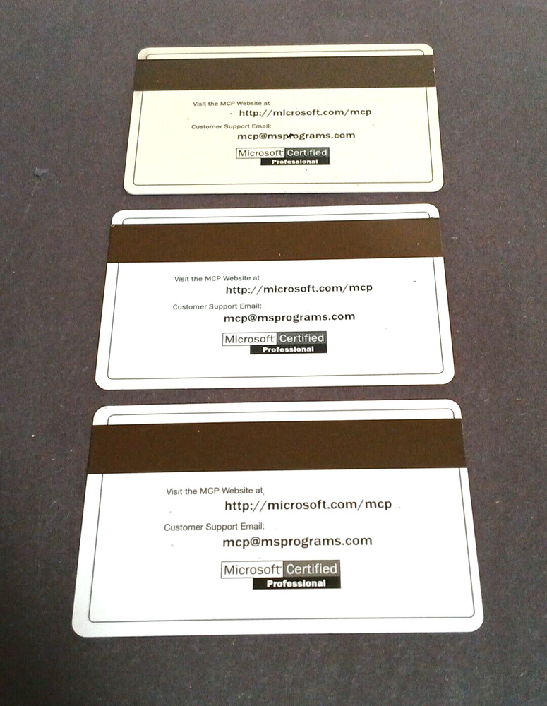 Lot of 3 MICROSOFT Certification Cards 2000