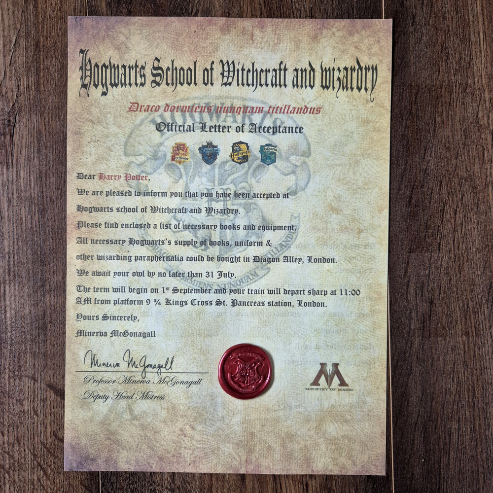 Hogwarts Inspired Acceptance Letter