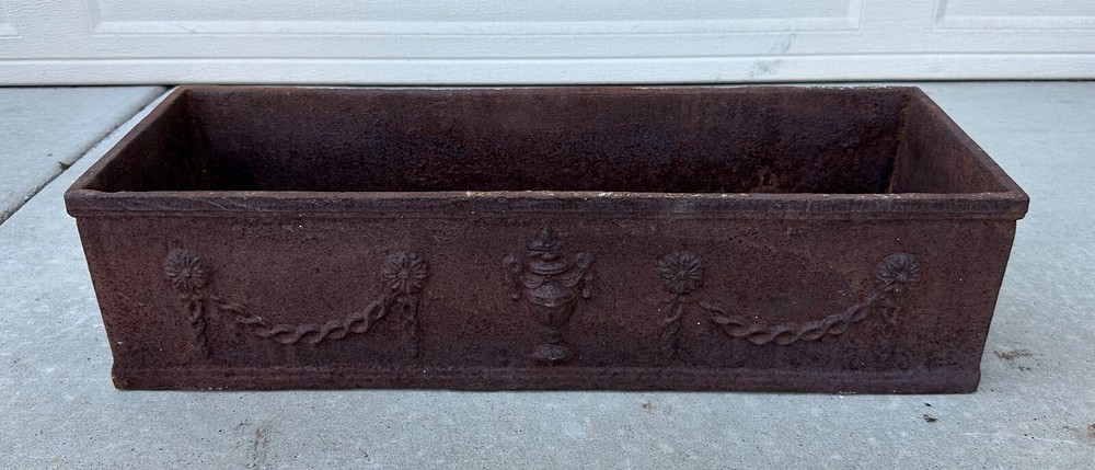 French Louis Seize Cast Iron Rectangular Planter, 19th Century