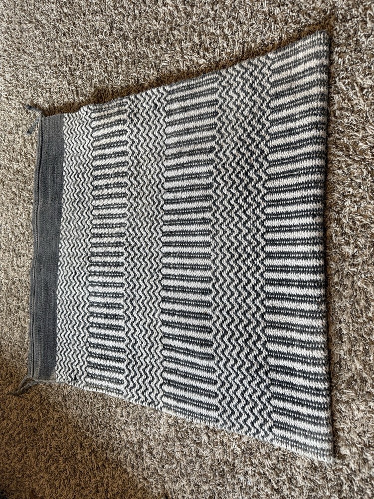 Grey/White cotton Woven Fold Over Western Saddle Blanket
