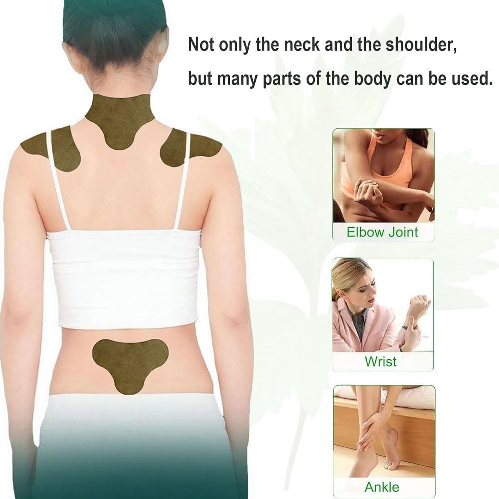 Neck Patch, 100pcs Ginger & Wormwood Patch Adhesive Self-Heating Pads Hot Compre
