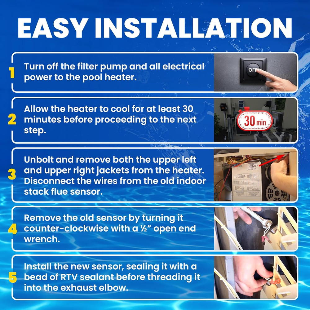Replacement Pentair 42002-0024S Stack Flue Sensor (2-Pack)