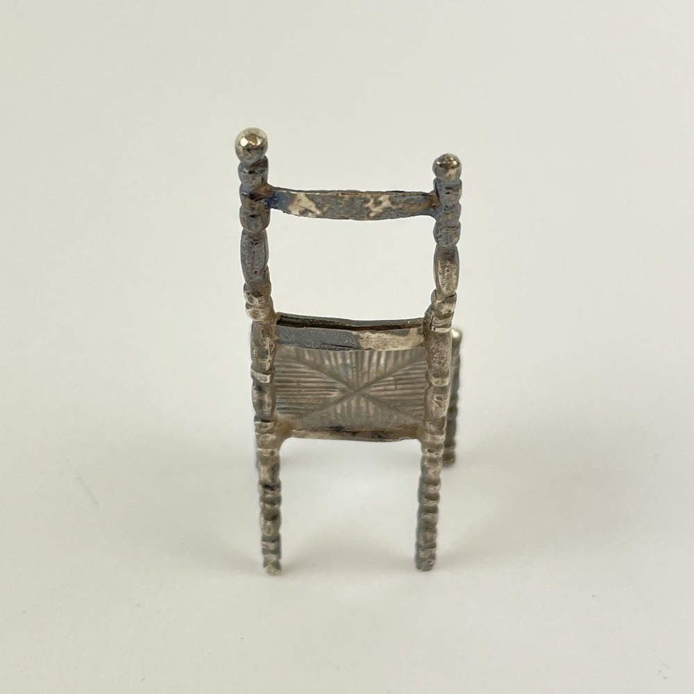 Antique Solid Silver Probably Dutch Miniature Farmhouse Chair 5cm