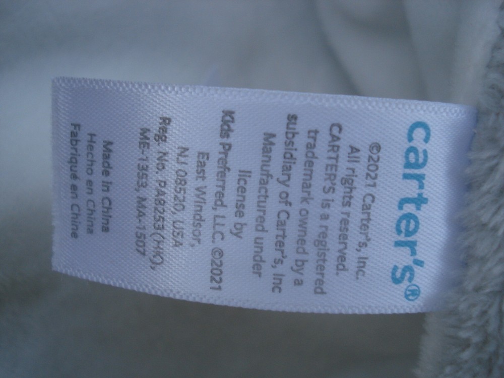 Carter's Gray White Plush Elephant Security Blanket