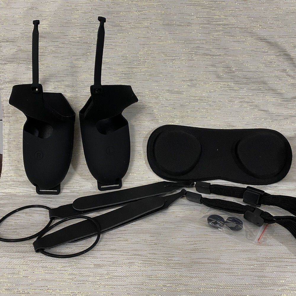 VR Controller Grips Cover Anti-Throw Knuckle Strap + VR Face Cushion Black