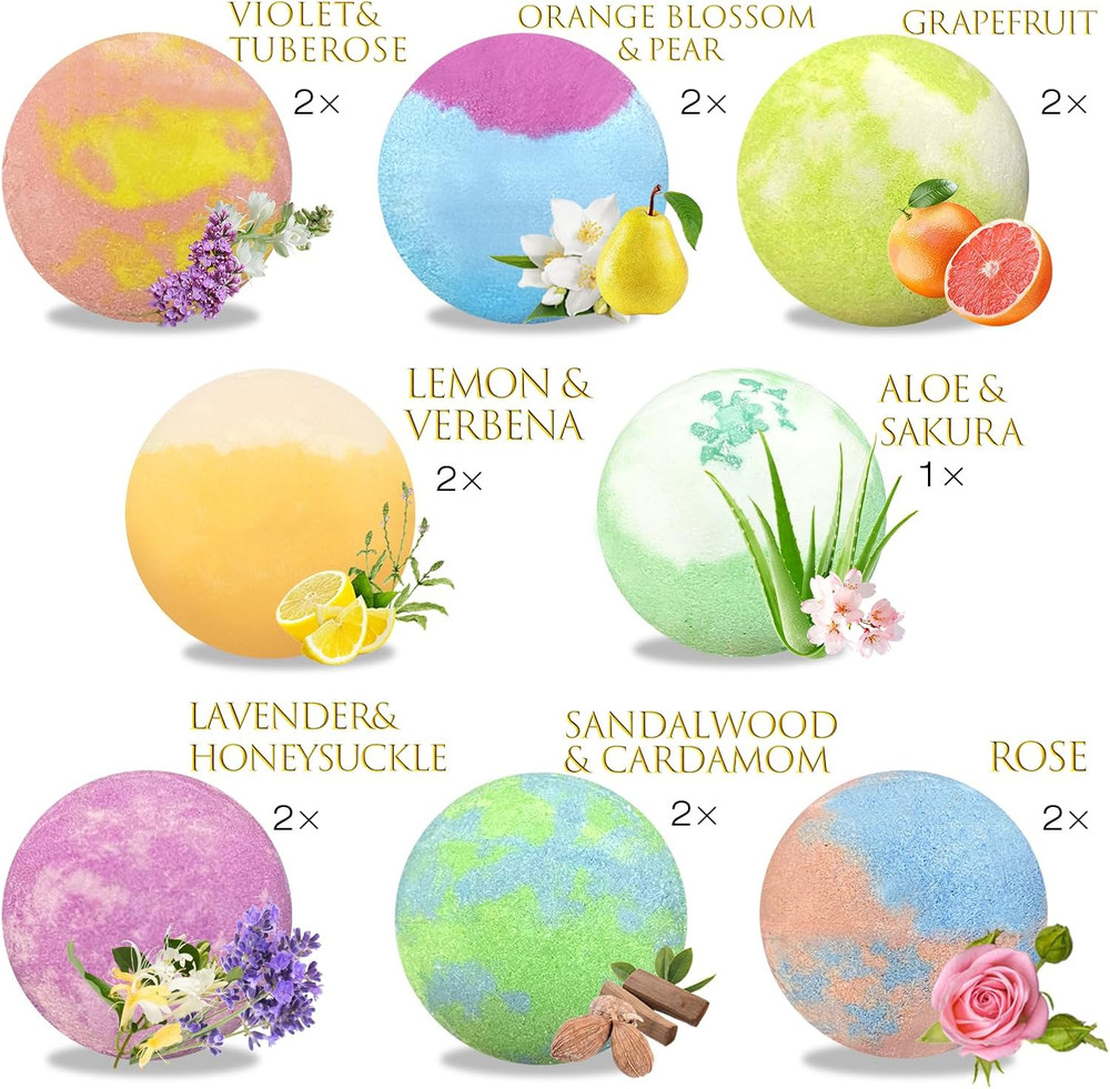 Handmade Bath Bombs Gift Set, 15 Pcs for Relaxing Spa Experience