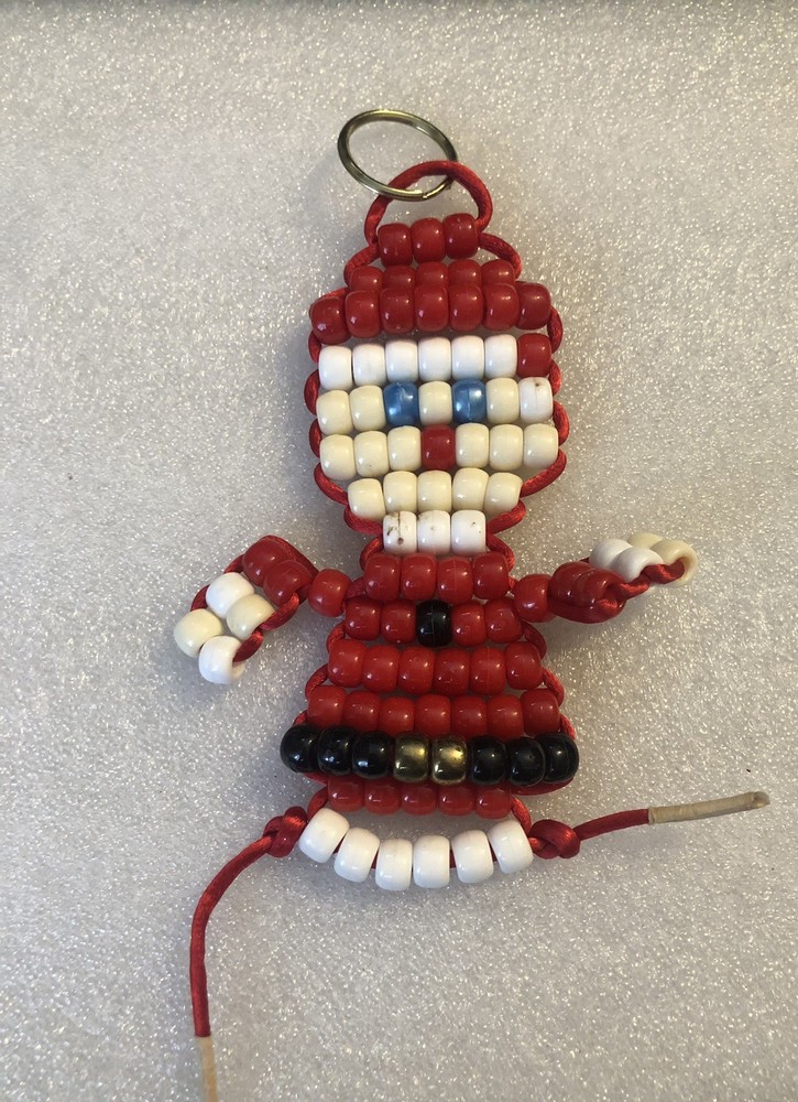 Handmade Beaded Christmas Santa Keychain Key Ring GS1D23