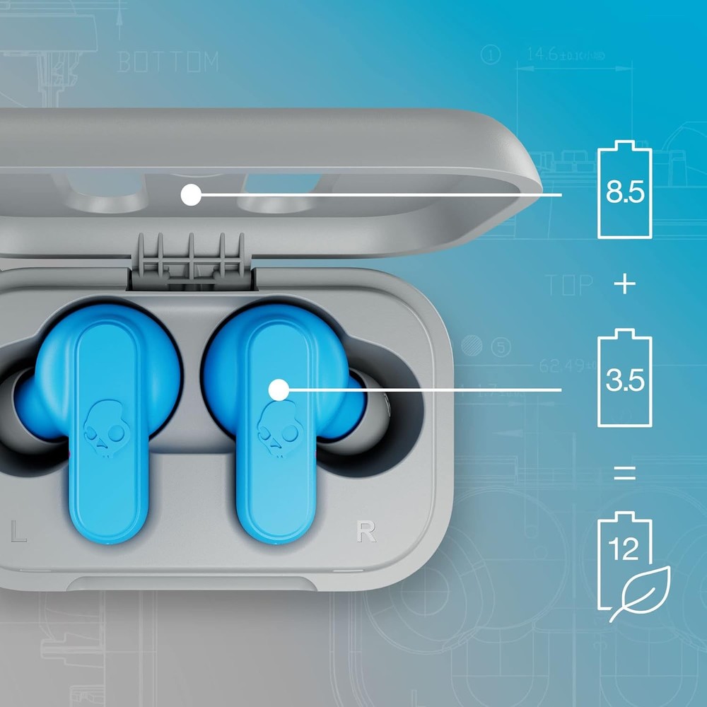 Skullcandy Dime 2 in-Ear True Wireless Earbuds - Light Grey/Blue (Open Box)