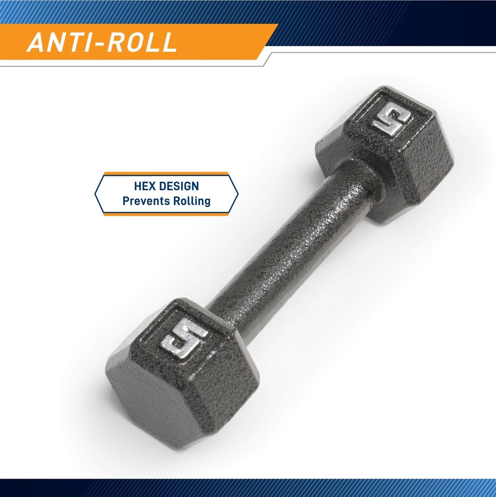 5lb Cast Iron Hex Dumbbell Durable Weight for Strength Training