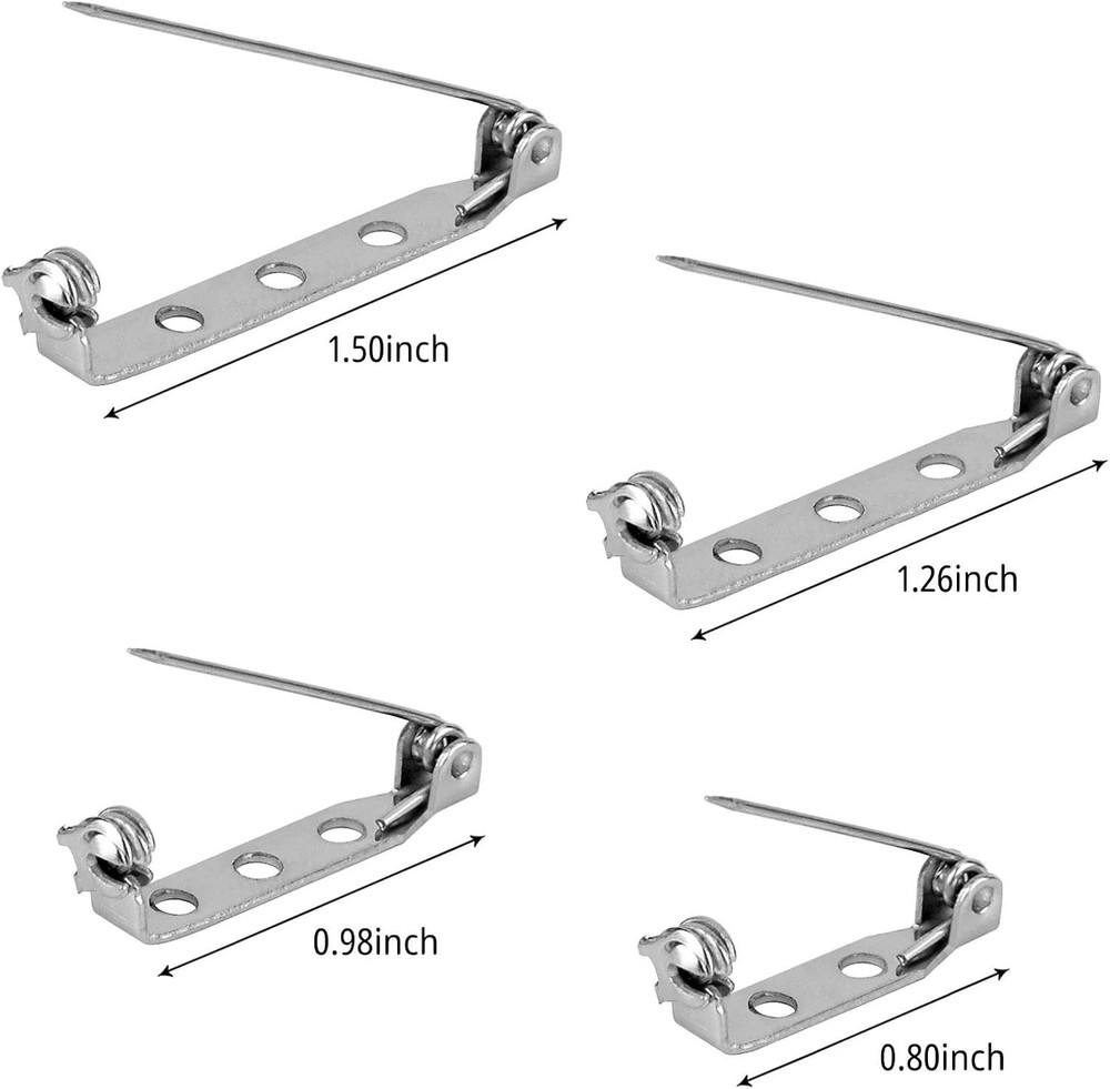 50 Pcs Brooch Pins, Silver Bar Secure Back Clasp with