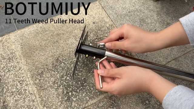 60" Long Handle Weed Puller Tool - 3-in-1 Heavy Duty Weeding Rake & 2 Heads for