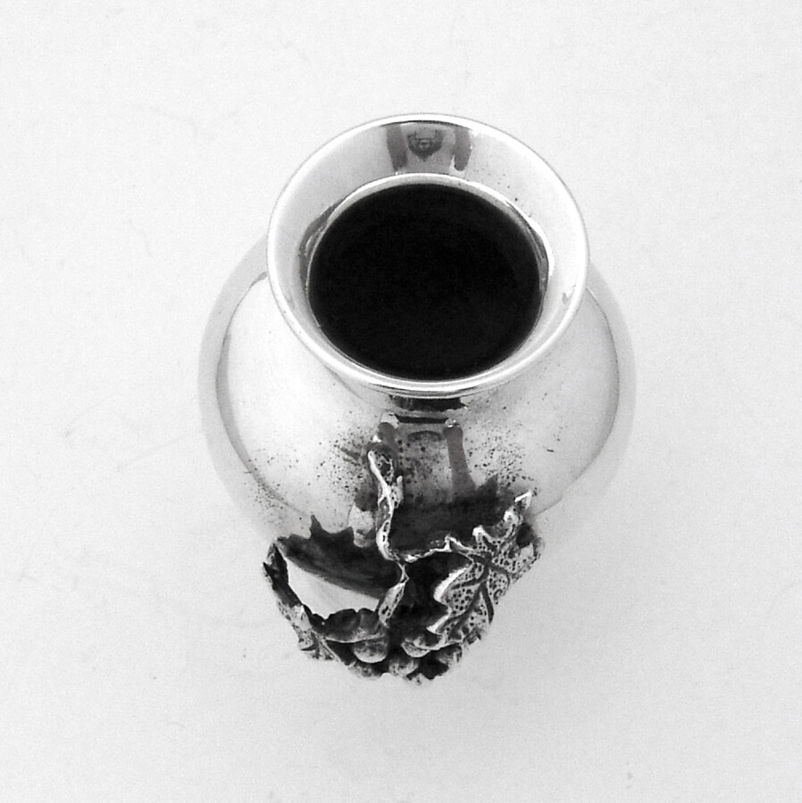 Small Vase Applied Cast Grape Bunch Sterling Silver