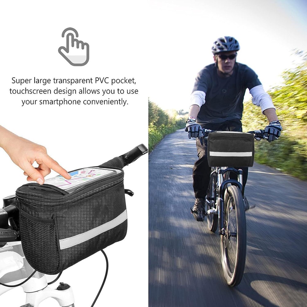 Bike Handlebar Basket Multi-Purpose Detachable Bicycle Front Frame Storage Bag