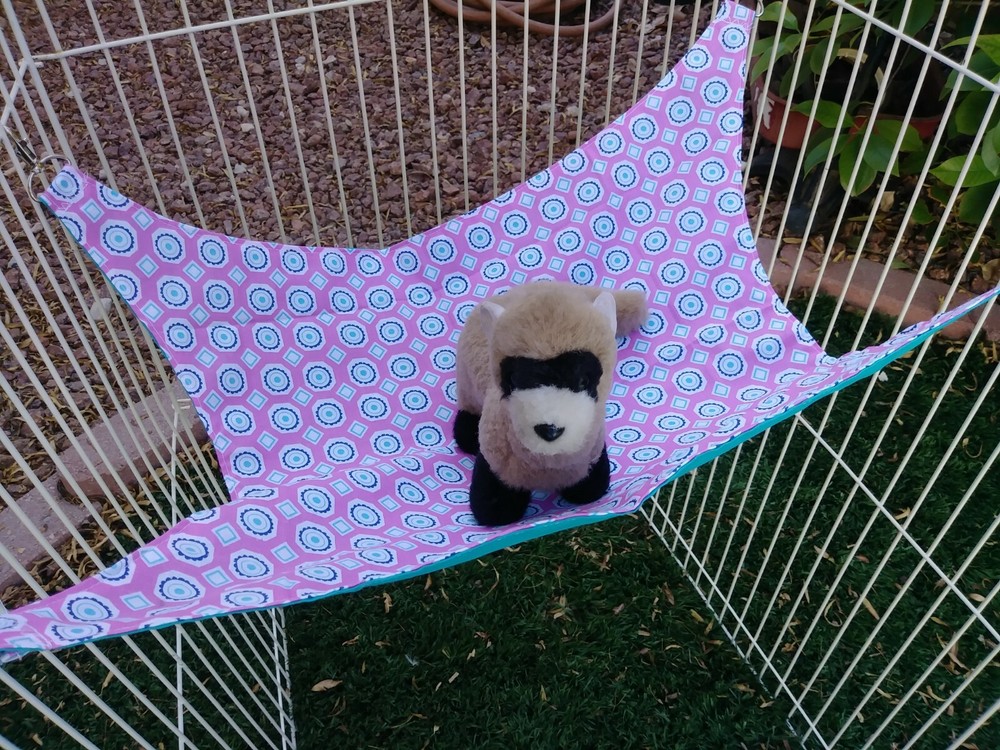 Ferret Hammock - Pink & Blue Pattern - 13" x 14"