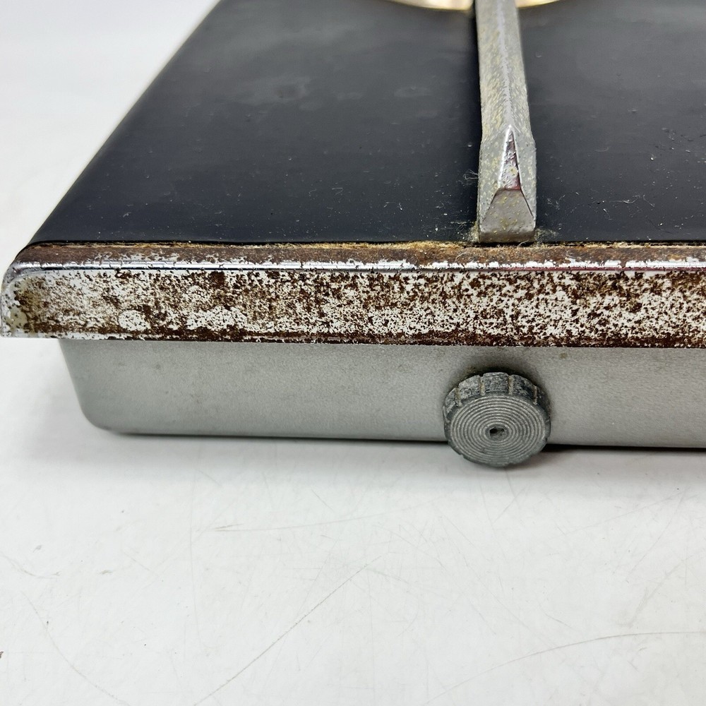 Vintage BORG Bathroom Scale MCM Black Metal Rusty Classic Silver Handle Accurate