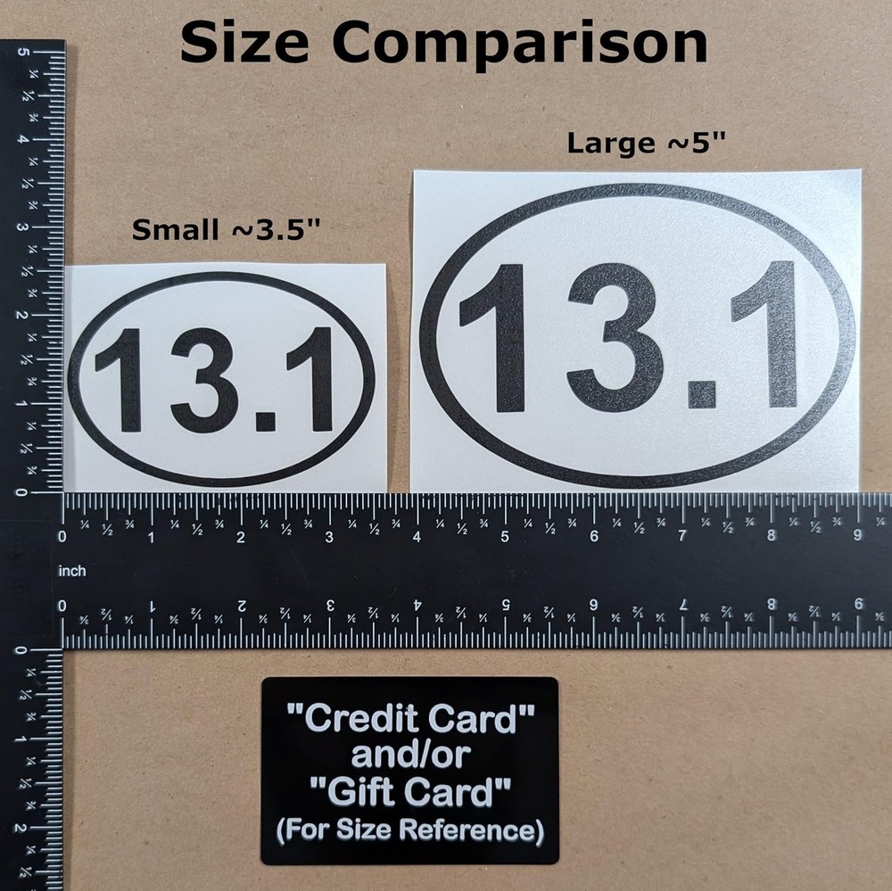 Decal 4 Pack: 13.1 Oval, Text, Number Decals -Black-Small ~3.5"