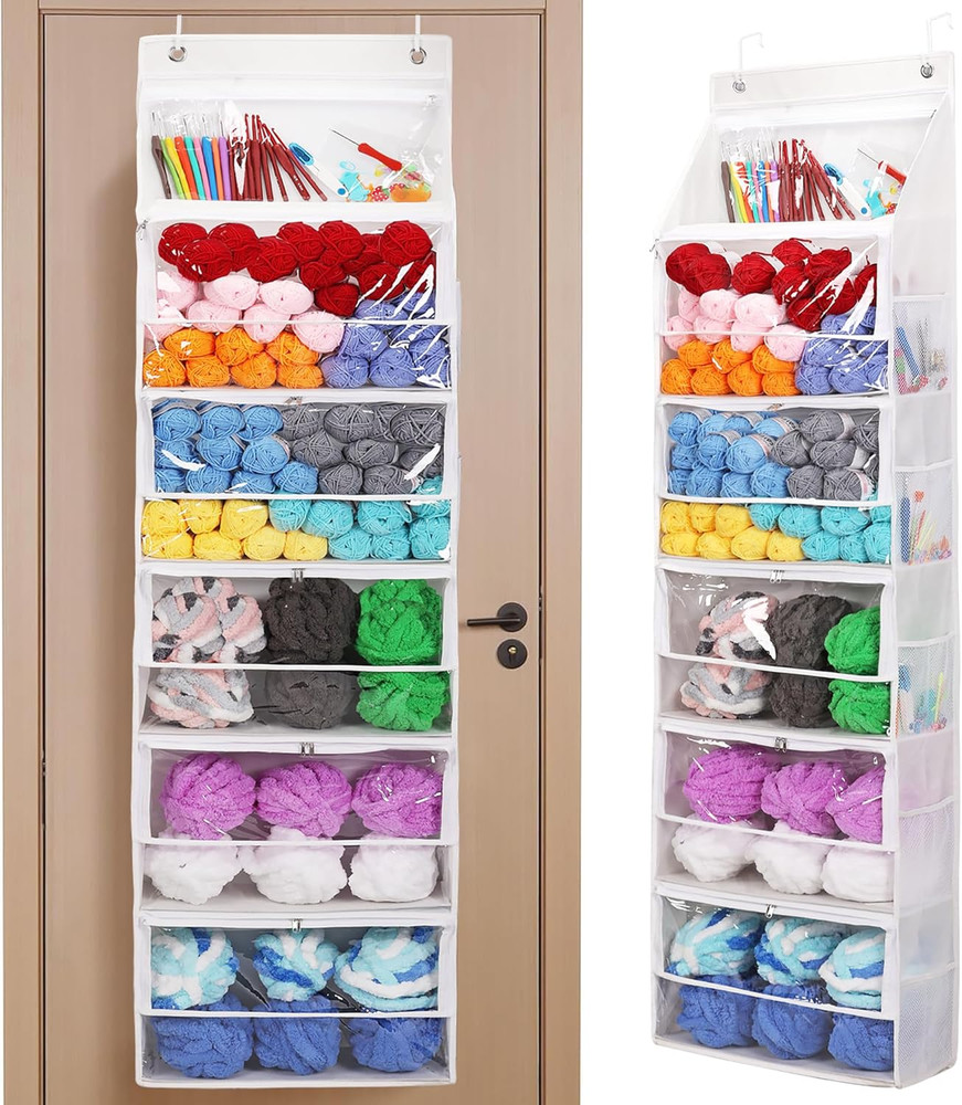 Hanging Yarn Storage Organizer, Large Capacity Knitting Organizer Storage with 6