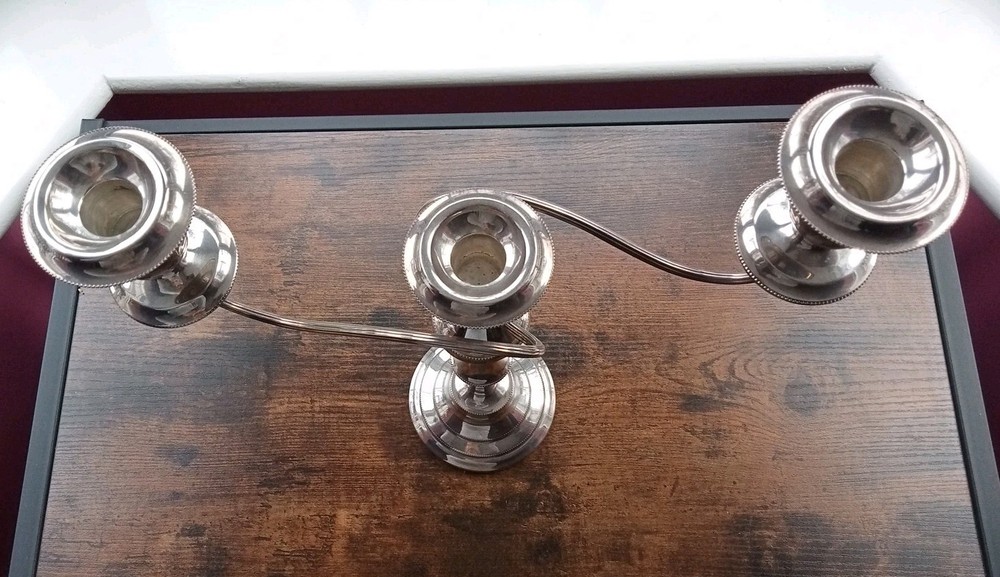 Vintage Three Arm Candelabra, Silver Plated 36 Cm