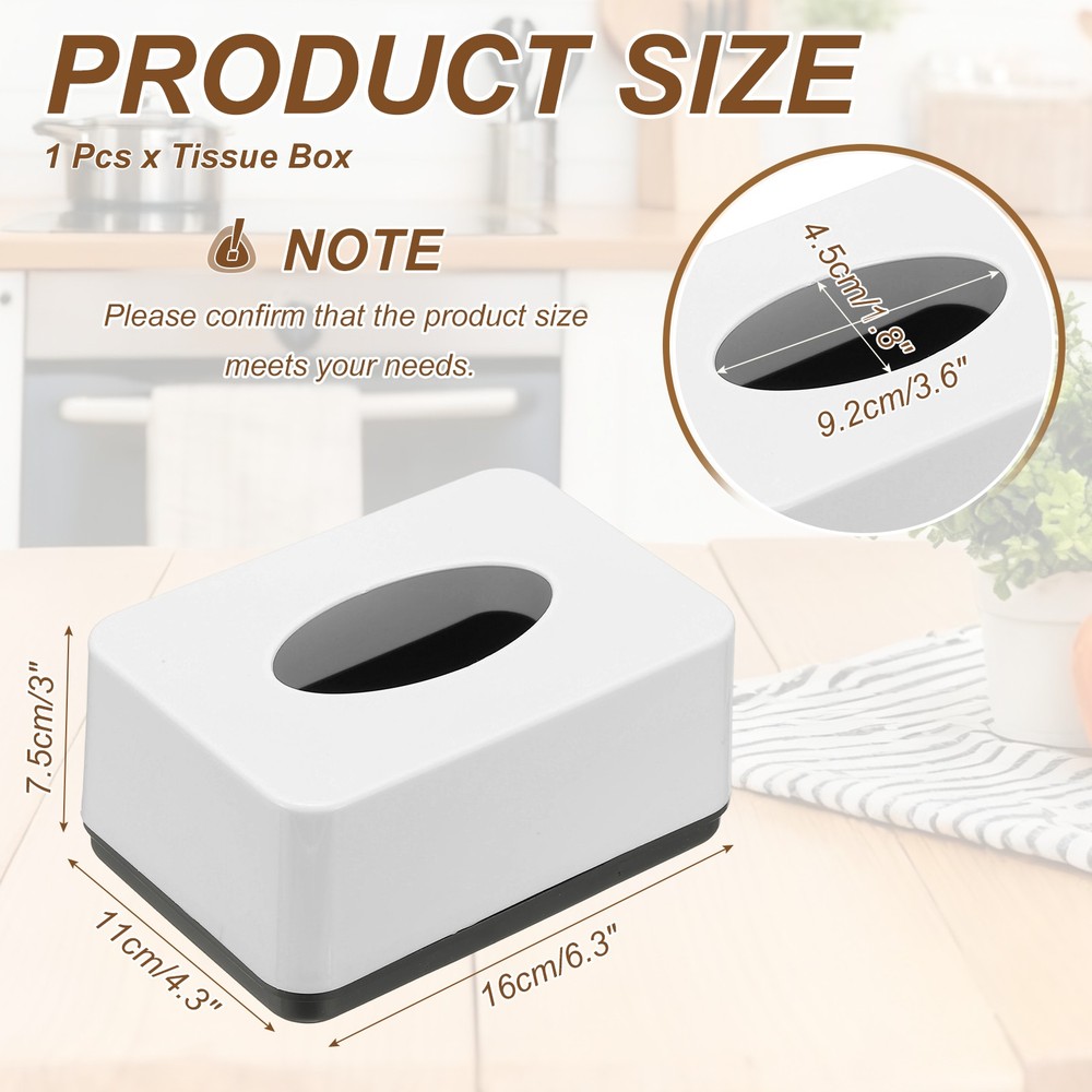 Tissue Box Cover, Plastic Rectangle Modern Tissue Box Holder, White